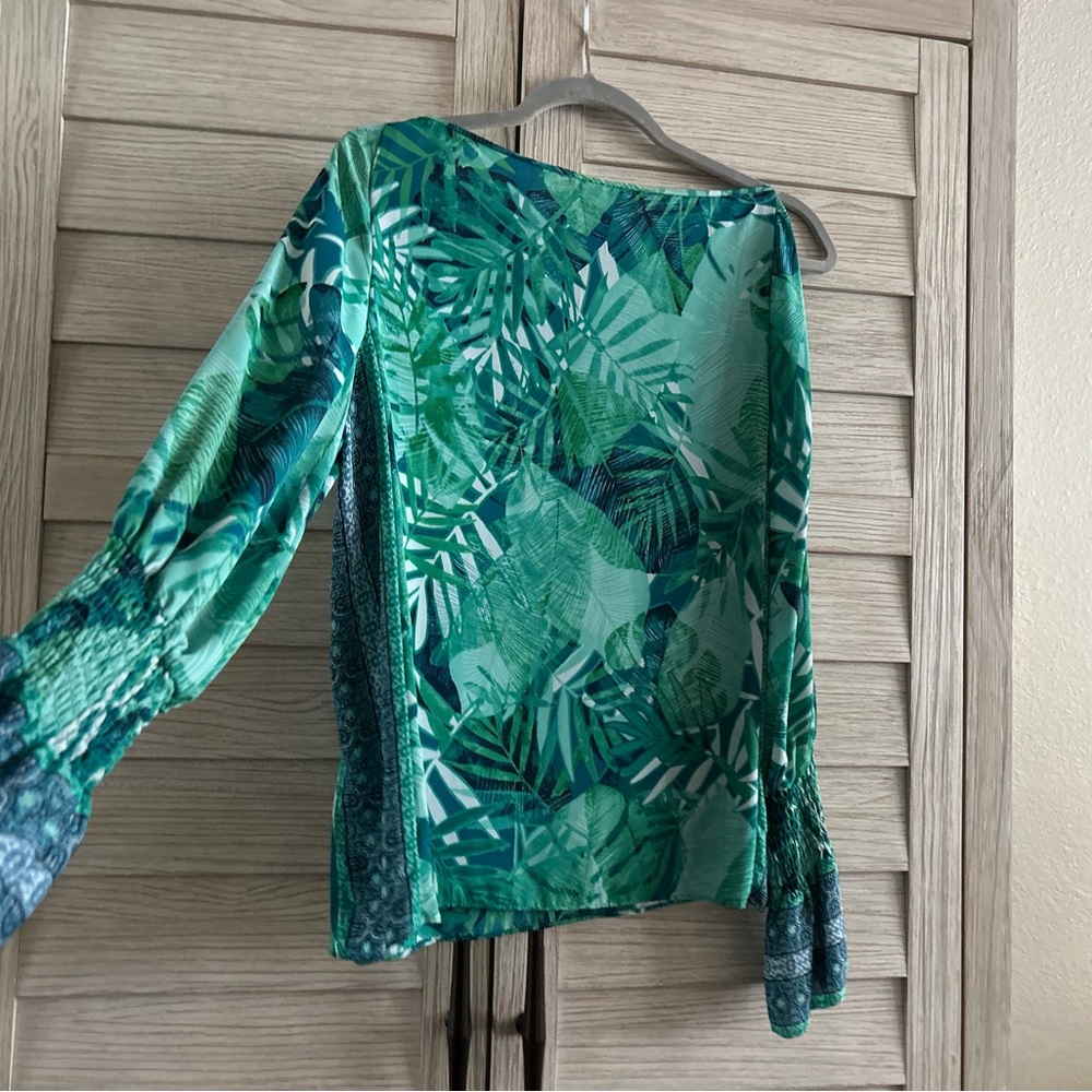 Laundry By Shelli Segal Green Leaf Print Blouse